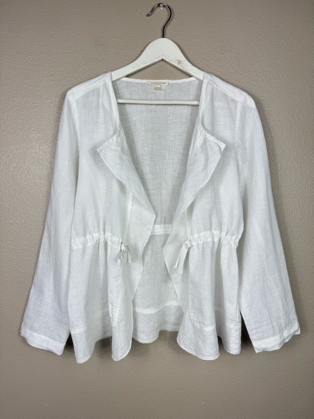 Eileen Fisher White 100% Irish Linen Jacket Blazer minimalist capsule B